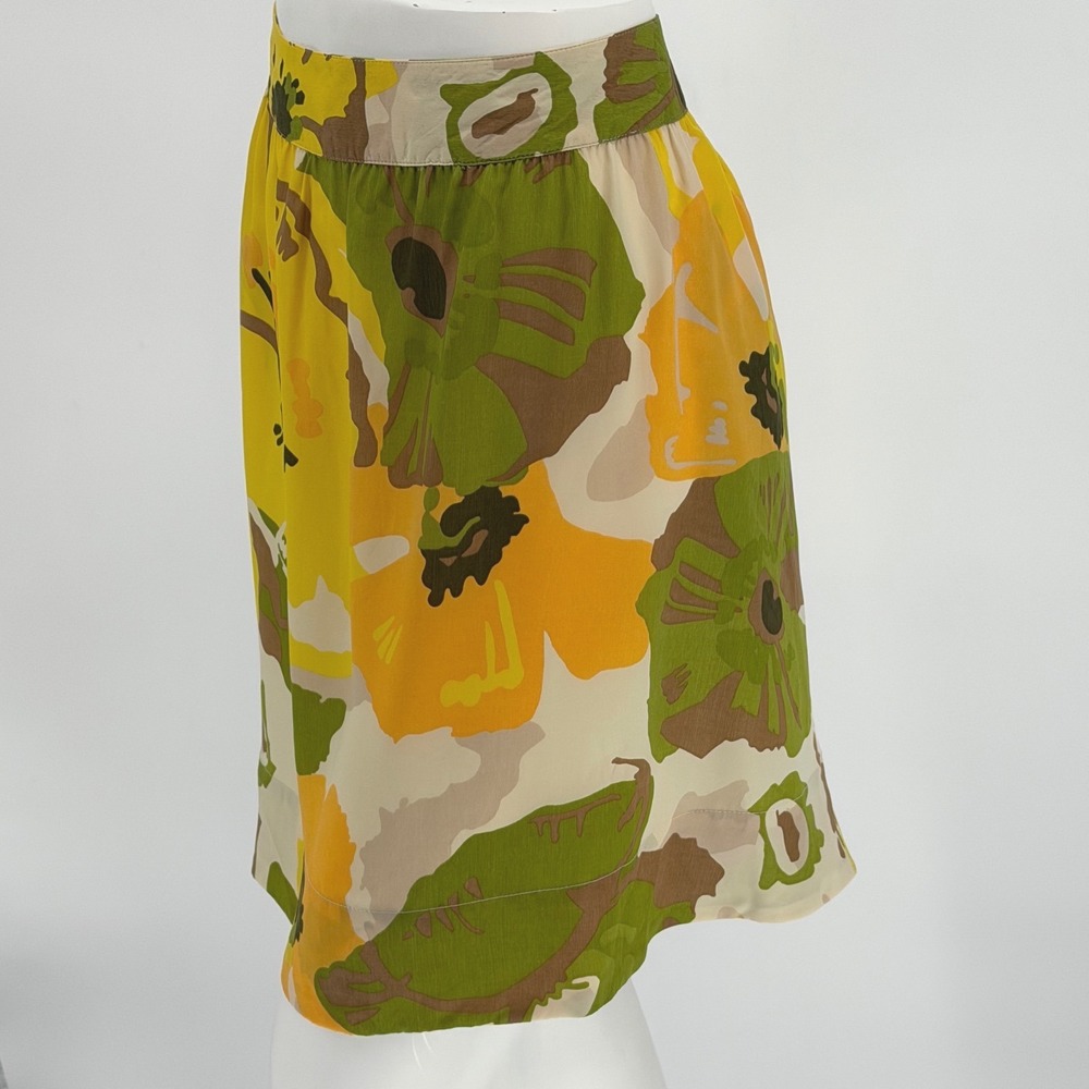 New York & Co Yellow Floral A Line Mini Skirt 12 Resortwear Vacation Chic 100-61 - Picture 9 of 14